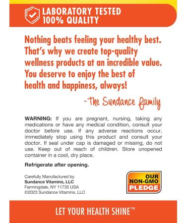 Sundance Probiotic Acidophilus | 500 Million Active Cultures | 60 Quick Release Capsules | Non-GMO Gluten Free Supplement - Buy Online on GoSupps.com