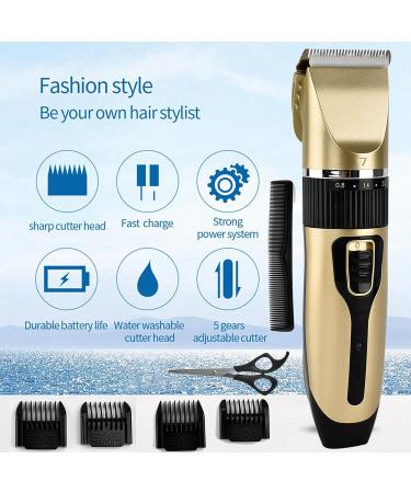Professional Hair Clippers Kit for Men & Kids - Cordless Rechargeable Trimmer Set with 5 Speed Adjustment and 4 Guide Combs - Buy Online on GoSupps.com
