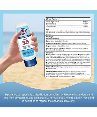 Sunscreen SPF 50 | Reef Safe  Octinoxate & Oxybenzone Free | Broad Spectrum UVAUVB | Water Resistant 80 Min | Fragrance Free - 6 Fl Oz - Buy Online on GoSupps.com
