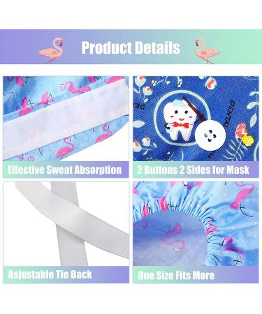 Adjustable Bouffant Hats Set with Buttons and Ribbon Print Head Tie - 6 Pieces - Buy Online on GoSupps.com