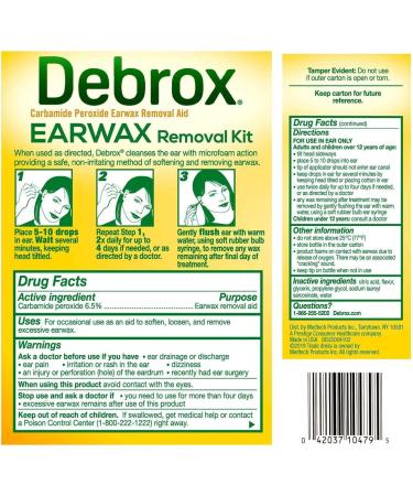 Debrox Earwax Removal Kit - Drops & Syringe Bulb - 0.5 Oz - Pack of 3 - Buy Online on GoSupps.com