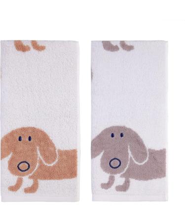 Kissvian 2 Pack Pure Cotton Hand Bath Towel Set - Cartoon Dog Pattern - Soft & Absorbent Washcloths - Size 13.4 x 28.4 - Buy Online on GoSupps.com