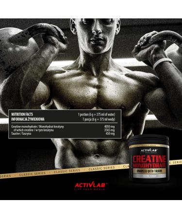 Activlab Creatine Monohydrate 300g Jar - Natural Flavor, 50 Servings, Contains Taurine - Increase Strength, 3X Lab Tested - Buy Online on GoSupps.com