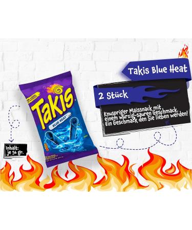 Takis Chips Box - 1x Takis Blue Heat 200g & 2x Takis Blue 56g - 3 Pack of Spicy Snacks - International Shipping Available - Buy Online on GoSupps.com