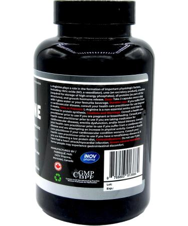 Arginine capsules 500mg 180 count vegan friendly vasodilator helping muscles heart and blood circulation - Buy Online on GoSupps.com
