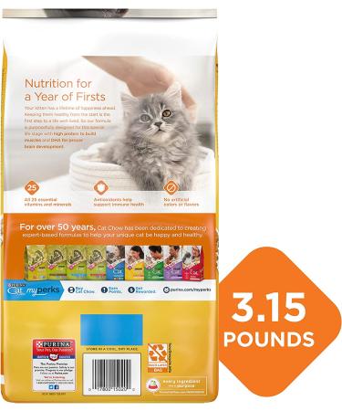 Purina Kitten Chow Dry Kitten Food - (4) 3.15 lb. Bags - Supports Muscle and Brain Development - Buy Online on GoSupps.com