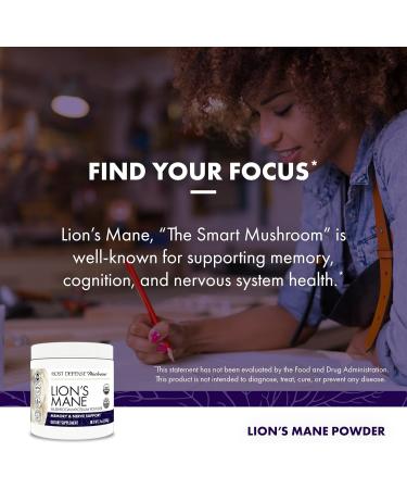 Host Defense Lion's Mane Powder - Brain Health Support Supplement - Mushroom Supplement to Support Focus & Memory Function - Immune & Nervous System Support Supplement - 7 oz (133 Servings)* 7 Ounce (Pack of 1) - Buy Online on GoSupps.com
