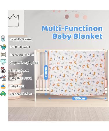 Miracle Baby Muslin Swaddle Blanket Cotton Summer | 110x150cm | Boys Girls Animal Print | Two Layers - Buy Online on GoSupps.com