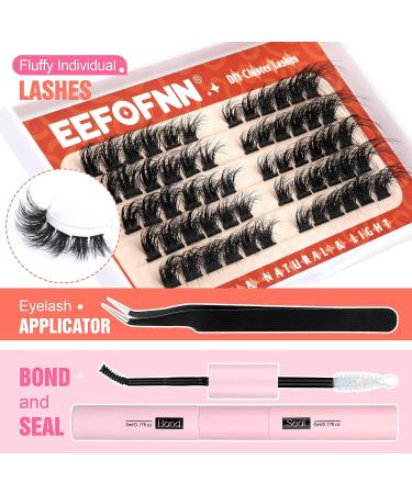 DYI Eyelash Extension Kit - Fluffy Individual Mink Lashes with Long-lasting Bond. Tweezers with Curved Serrated Tip. 8-16mm Extensions at Home by Eefofnn - Buy Online on GoSupps.com