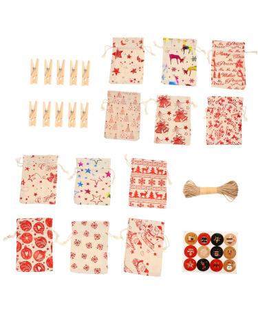 TOVINANNA 48 Pcs Countdown Candy Bag Christmas Calendar Bags Lovely Bags Advent Calendars Garland Wood