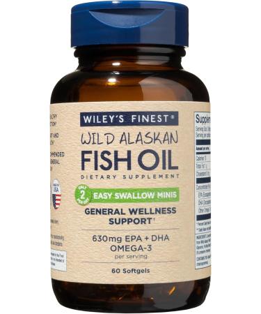 Wiley's Finest Wild Alaskan Fish Oil Easy Swallow Minis 630 mg 60 Softgels