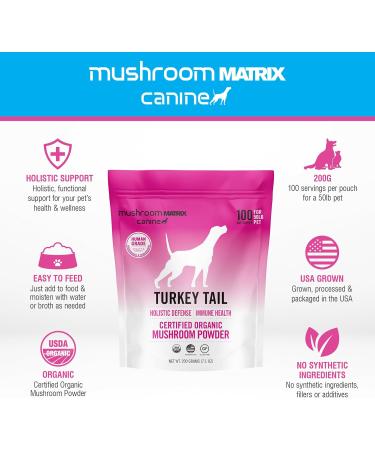 Om Mushroom Matrix Pet - Turkey Tail Organic Mushroom Supplement for Dogs & Cats | Immune Support | 200g - Buy Online on GoSupps.com
