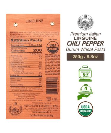 Morelli Red Chili Linguine Pasta - Organic Wheat Germ Red Pepper Pasta from Italy - 8.8oz x 2 Pack - Gourmet Italian Pasta - Buy Online on GoSupps.com
