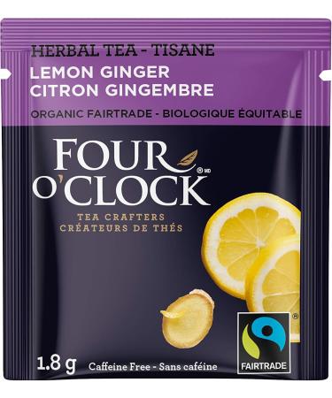 Four O'Clock Lemon Ginger Herbal Tea Organic Fairtrade Non-Gmo Kosher Gluten-Free 80 Teabags - Buy Online on GoSupps.com