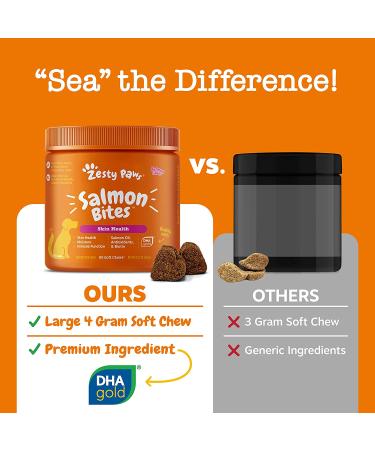 Zesty Paws Salmon Bites â€“ Skin & Coat Chews for Dogs | 90 Soft Chews, All Ages - Buy Online on GoSupps.com