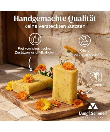  Dungl Schmied Solid Calendula Soap - Natural Soap No Palm Oil - Care Soap for All Skin Types - Gentle Handmade Exfoliating Soap - Natural Scent Soap Bar - Buy Online on GoSupps.com