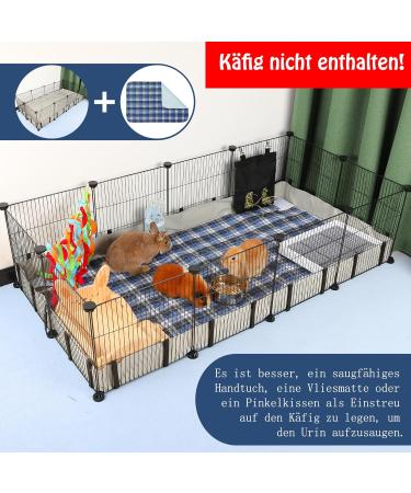Waterproof Oxford Pet Cage Habitat for Guinea Pigs | Washable Bed Linen & Pipi Pads | XL 142x71cm Gray - Buy Online on GoSupps.com