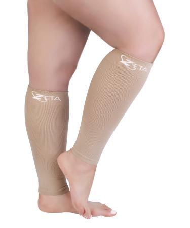 Zeta Plus Size Short Length Leg Sleeve Support Socks - The Wide Calf Compression Sleeve Women Love for Its Amazing Fit, Cotton-Rich Comfort, Graduated Compression & Soothing Relief, 1 Pair, 2XL, Nude 2X-Large (1 Pair) Nude - Buy Online on GoSupps.com