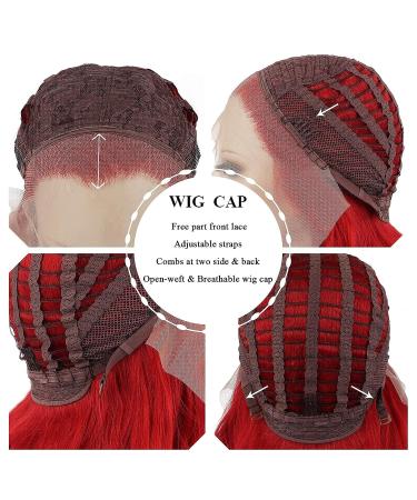 IMSTYLE Red Lace Front Wig 26inch - Long Wavy Synthetic Hair for Women - Natural Hairline - Mera Cosplay & Halloween Party - Heat Resistant - Red 3100 - Buy Online on GoSupps.com