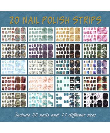 Marbling Print Toenail Polish Strips - 20 Sheets Adhesive Nail Stickers & Manicure Kit - Buy Online on GoSupps.com