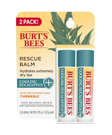 Burt's Bees Ultra Conditioning Moisturizing Lip Balm Lip Moisturizer Rich in Oils and Butters & Rescue Balm Cooling Eucalyptus Lip Balm With Antioxidant-Rich Turmeric Tint-Free - Buy Online on GoSupps.com
