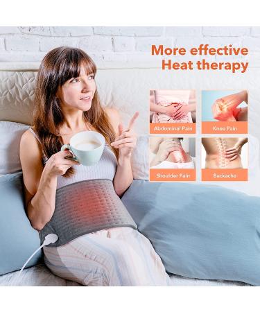 Toberto Ultra Soft Heating Pad for Back Pain Relief - 12x24 Large Electric Pad with 6 Adjustable Temperatures - Auto Shut Off - Charcoal Grey - Buy Online on GoSupps.com