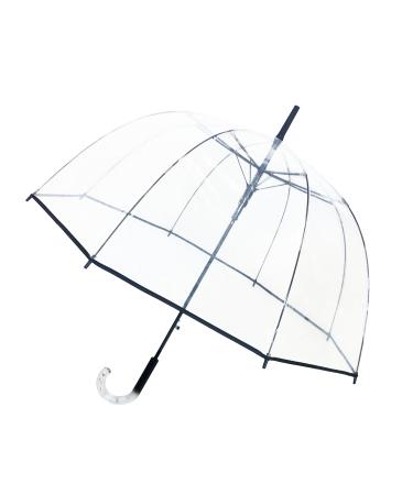 SMATI Stick Automatic Clear Dome Umbrella Adult - Birdcage Bubble See Through (Transparent)