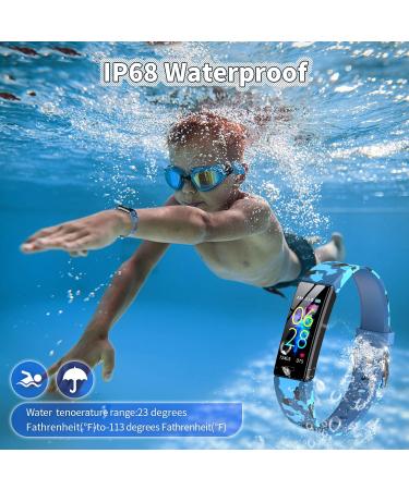 K-berho Kids Fitness Tracker  Fitness Watch Activity Tracker with Pedometers  Stopwatch  IP68 Waterproof  11 Sport Modes for Kids Age 6-16 Years Old Camouflage Blue - Buy Online on GoSupps.com