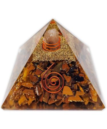 Lamare Orgonite Pyramid with Tiger Eye | Energetic Balance & Protection | Attract Happiness & Wealth | 2.4 (61 mm) | Positive Energy Against Negativity - Buy Online on GoSupps.com