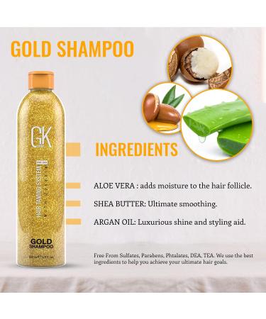 Buy GK HAIR Global Keratin Gold Shampoo 250ml - Argan Oil & Shea Butter for Shine & Protection - Suitable for All Hair Types - Buy Online on GoSupps.com