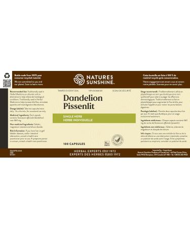 Nature's Sunshine Dandelion 100 capsules - Buy Online on GoSupps.com