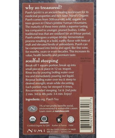 Numi Organic Aged Pu-erh Tea Brick - 2.2 oz (63 g) | Premium Herbal Tea - Buy Online on GoSupps.com