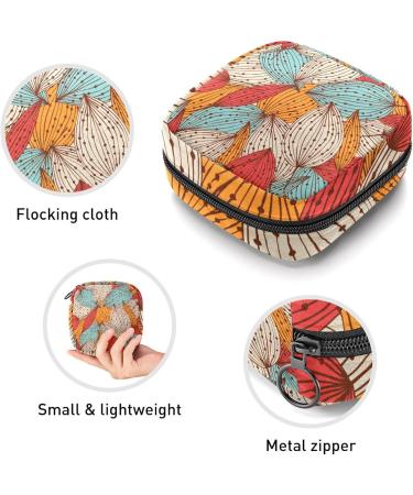 Autumn Floral Vintage Leaves Period Bag - Sanitary Napkin Storage & Travel Makeup Pouch - Buy Online on GoSupps.com