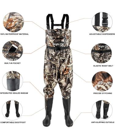 Night Cat Waterproof Chest Wader with Boots Belt - Camo Nylon PVC Wader for Men Women (US Men 6 / Women 7) - Buy Online on GoSupps.com