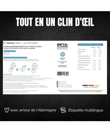 Beta Alanine Powder 500 g + 99% Purity Neutral Flavor Vegan Highly Dosed No Additives BIOS Nutrition (Made in Germany) - Buy Online on GoSupps.com