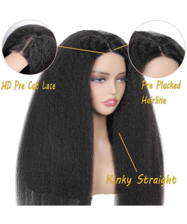 4x4 HD Lace Wear and Go Glueless Wig - Pre-Cut Pre-Plucked Kinky Straight Human Hair Wig for Black Women | 180% Density 18 Inch Bleached Knots - Buy Online on GoSupps.com