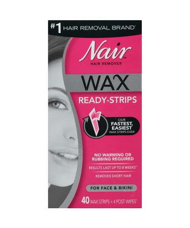 Nair Ready-Strips Hair Remover for Face & Bikini - 40 Wax Strips + 4 Post Wipes - Buy Online on GoSupps.com