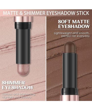 FOCALLURE 2PCS Eyeshadow Stick Set - Shimmer & Matte Cream Pencil Crayons | Long Lasting, Waterproof, Brightening Eye Makeup | With Blending Brush - Buy Online on GoSupps.com