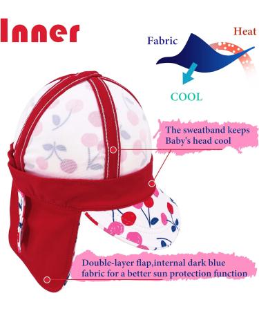 Kids Legionnaires Hat UPF 50+ Sun Protection Swim Cap - Quick Drying Boys Sun Hat with Neck Protection - UV FLAP Cherry - 6-8 Years - Buy Online on GoSupps.com
