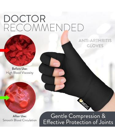 iMedic Arthritis Gloves Women & Men - 1 Pair Of Medium Compression Gloves To Provide Warmth - Fingerless Gloves Women & Men - Fingerless Gloves Arthritis Pain Relief - Black Medium Black - Buy Online on GoSupps.com