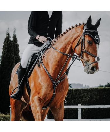 SUNRIDE Windsor Genuine Leather Breastplate with Martingale for Horses - Adjustable Elastic Full Size - Black - Buy Online on GoSupps.com