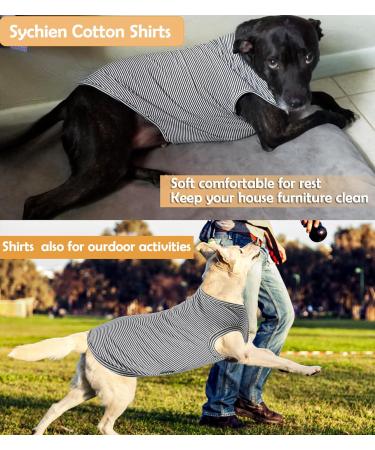 Shop Large Sychien Dog Shirt - Soft Combed Cotton T-Shirt for Bulldogs & Large Dogs - Cool Gray Striped Design - Buy Online on GoSupps.com