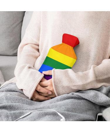 Color Stripe Hot Water Bottle with Plush Cover - Hand Warmer for Adults & Children | 26.5x15.3cm | International Shipping Available - Buy Online on GoSupps.com