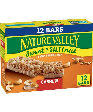 Nature Valley Granola Bars, Sweet and Salty Nut, Cashew, 1.2 oz, 12 ct Cashew 12 Count (Pack of 1)