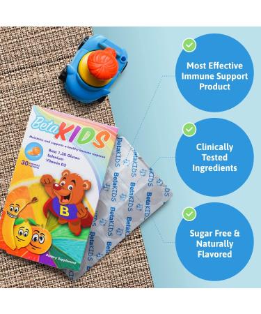 Beta Kids Immune Support Gummies with Beta Glucan, Selenium, and Vitamin D3 - 30 ct | All Natural, Non-GMO, Kids Chewable Vitamin - Buy Online on GoSupps.com