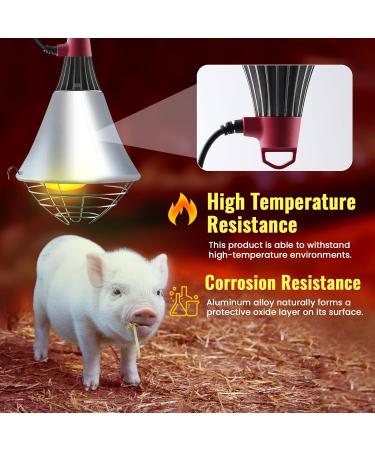 Luxvista Poultry Heat Lamp 250W with 2M Wire and Chain - 2 Mode Switch, Adjustable Holder for Chicks Kennel - E27 Infrared Heat Lamp Holder - Buy Online on GoSupps.com