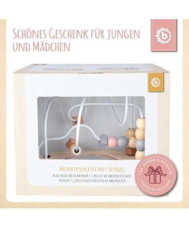Shop Bieco Motoric Loop with Mirror - Pink & Gray | Learn & Play Motor Skills Toy for Babies | Wooden Learning Toy for Kids 1+ | Modern Labyrinth Game - Buy Online on GoSupps.com