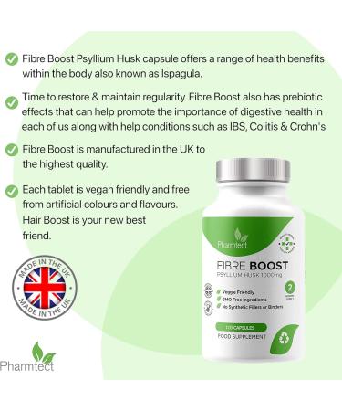 Pharmtect Psyllium Husk Fibre Supplement Capsules - 1000mg | Daily Rhythm Support | Pure Plantago Ovata Seeds | Soluble Fiber Boost - 120 Capsules - Buy Online on GoSupps.com