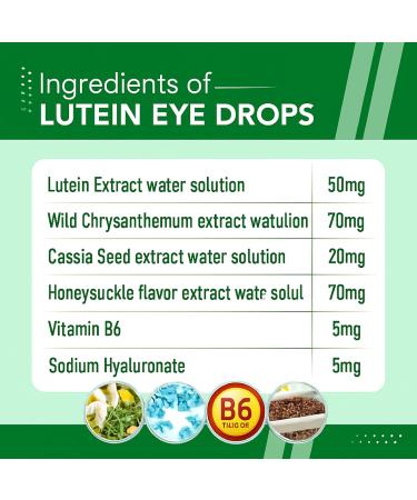 Lutein Eye Drops Gentle Daily Eye Care with Lutein, Honeysuckle, Cassia Seed, Wild Chrysanthemum & Vitamin B6 Hydrating, Preservative-Free, Lens-Friendly Formula 0.5 fl oz - Buy Online on GoSupps.com