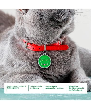 Personalized Ibera Gifts: Engraved Cat Necklace for Medium to Large Cats - Round Green Collar with Name & Address Tag - Buy Online on GoSupps.com